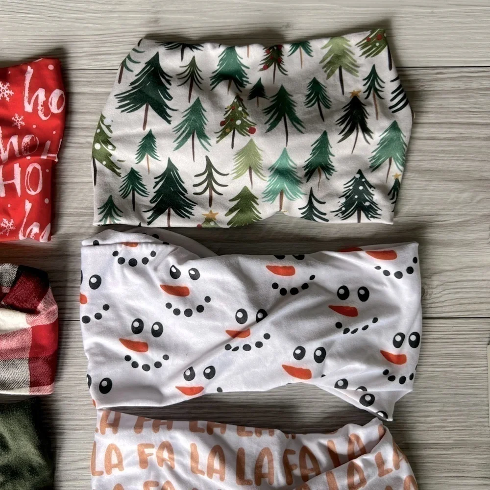HOLIDAY headbands 8 prints and solids EUC